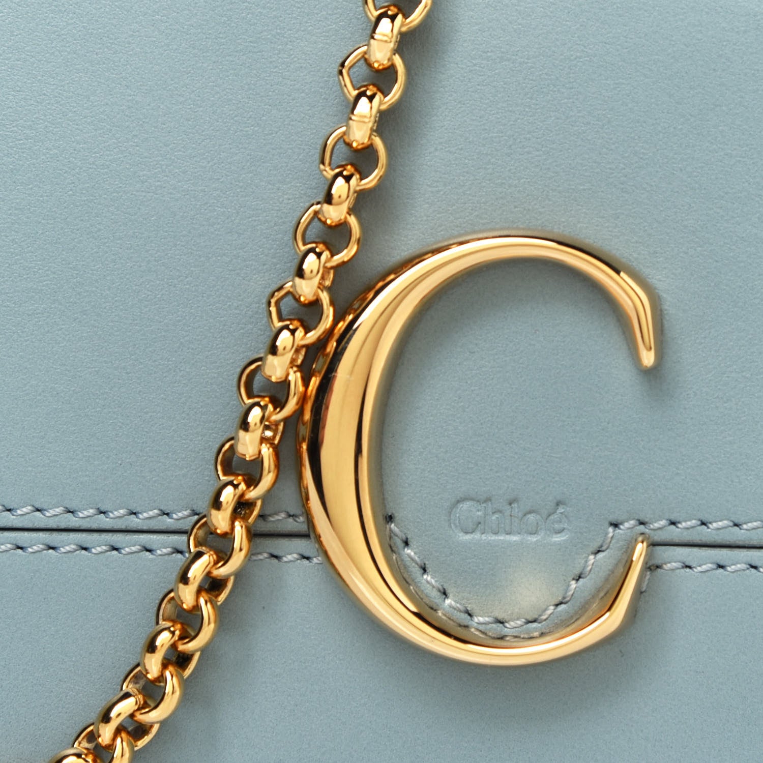 Chloe Shiny Calfskin Mini Vanity C Bag Faded Blue 6 of 10