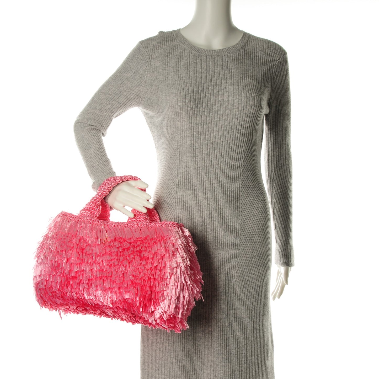 Rayon Raffia Grass Tote Rosa