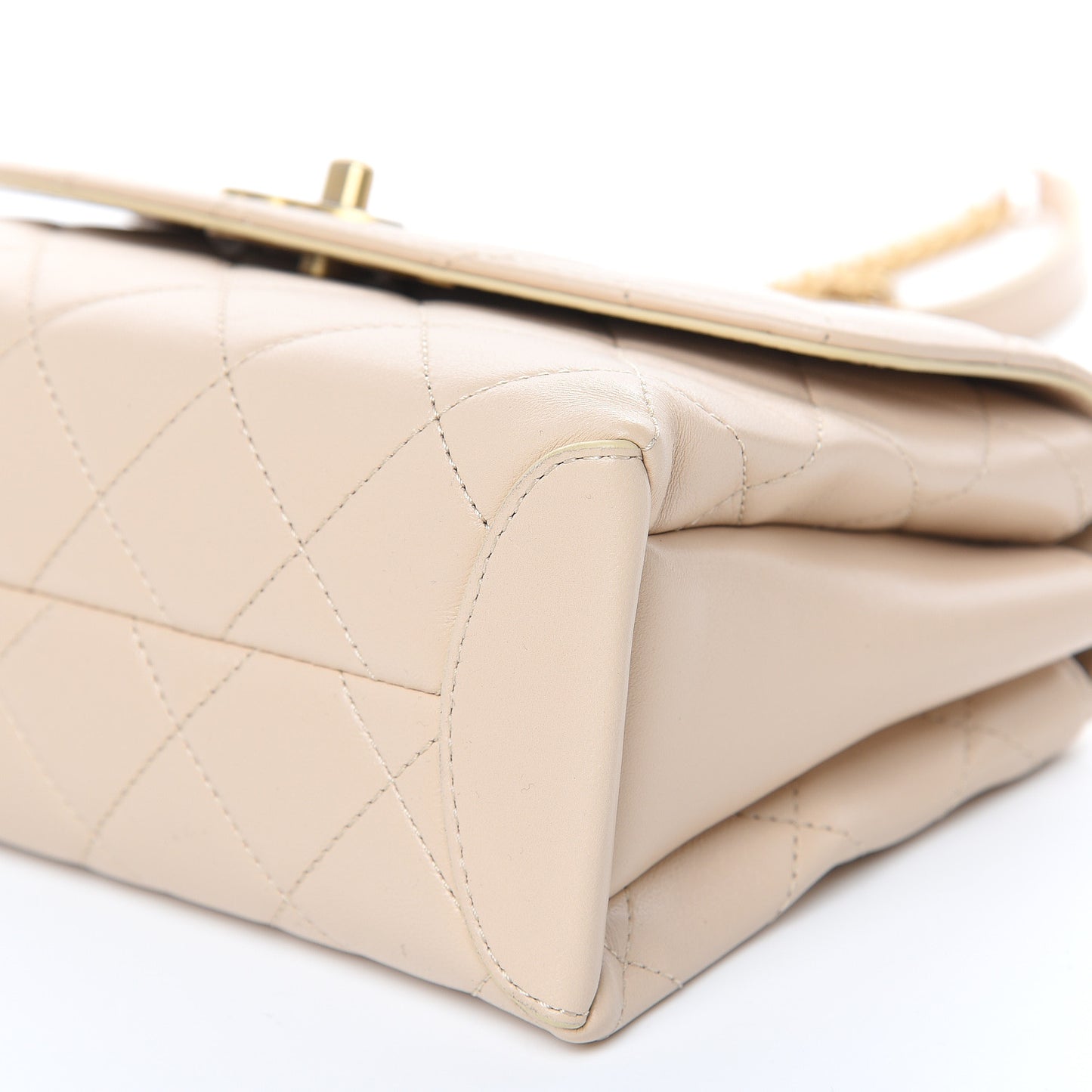 Lambskin Quilted Medium Trendy Spirit Top Handle Bag Beige