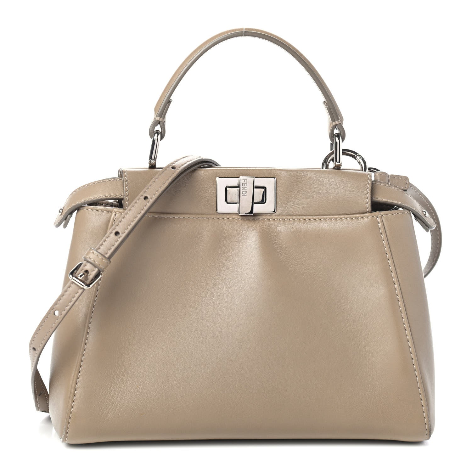 Fendi Nappa Mini Peekaboo Iconic Satchel Tortora 1 of 4