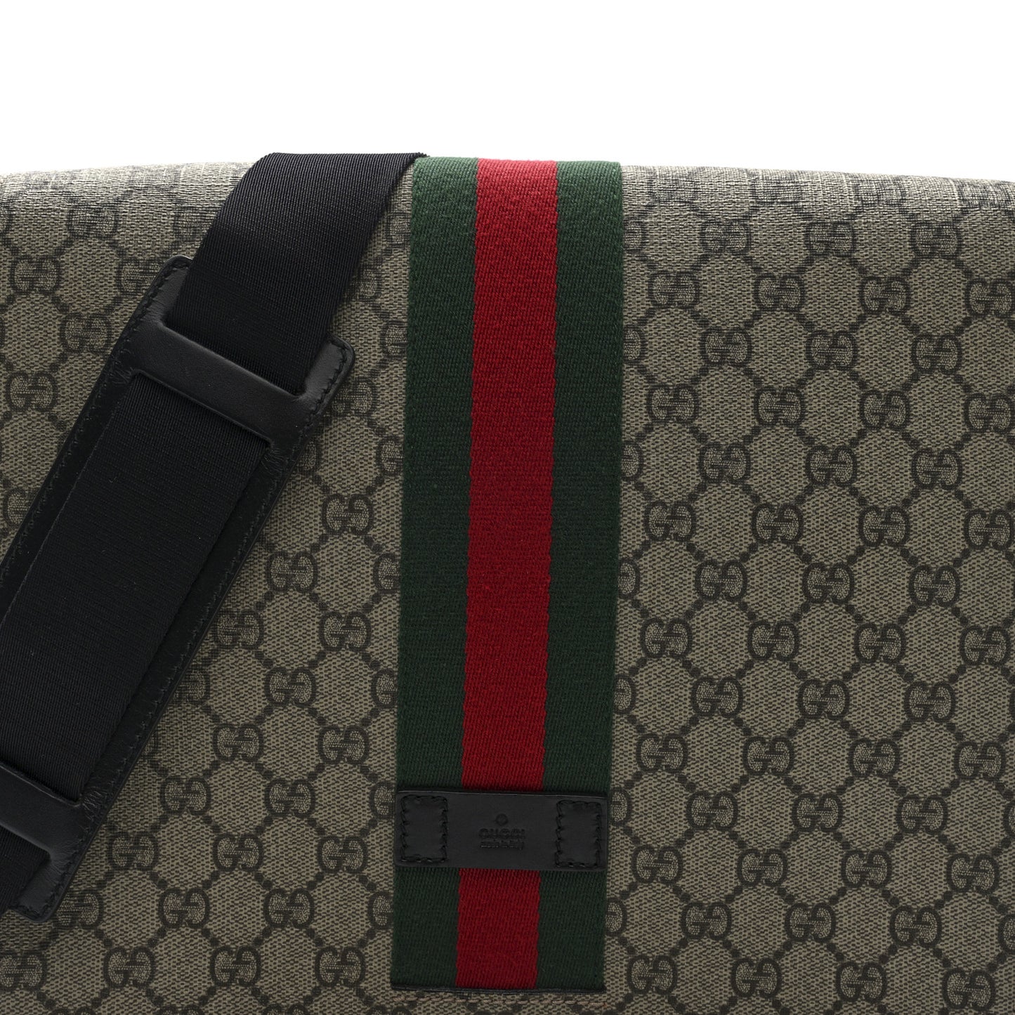 GG Supreme Monogram Web Flap Messenger Bag Black