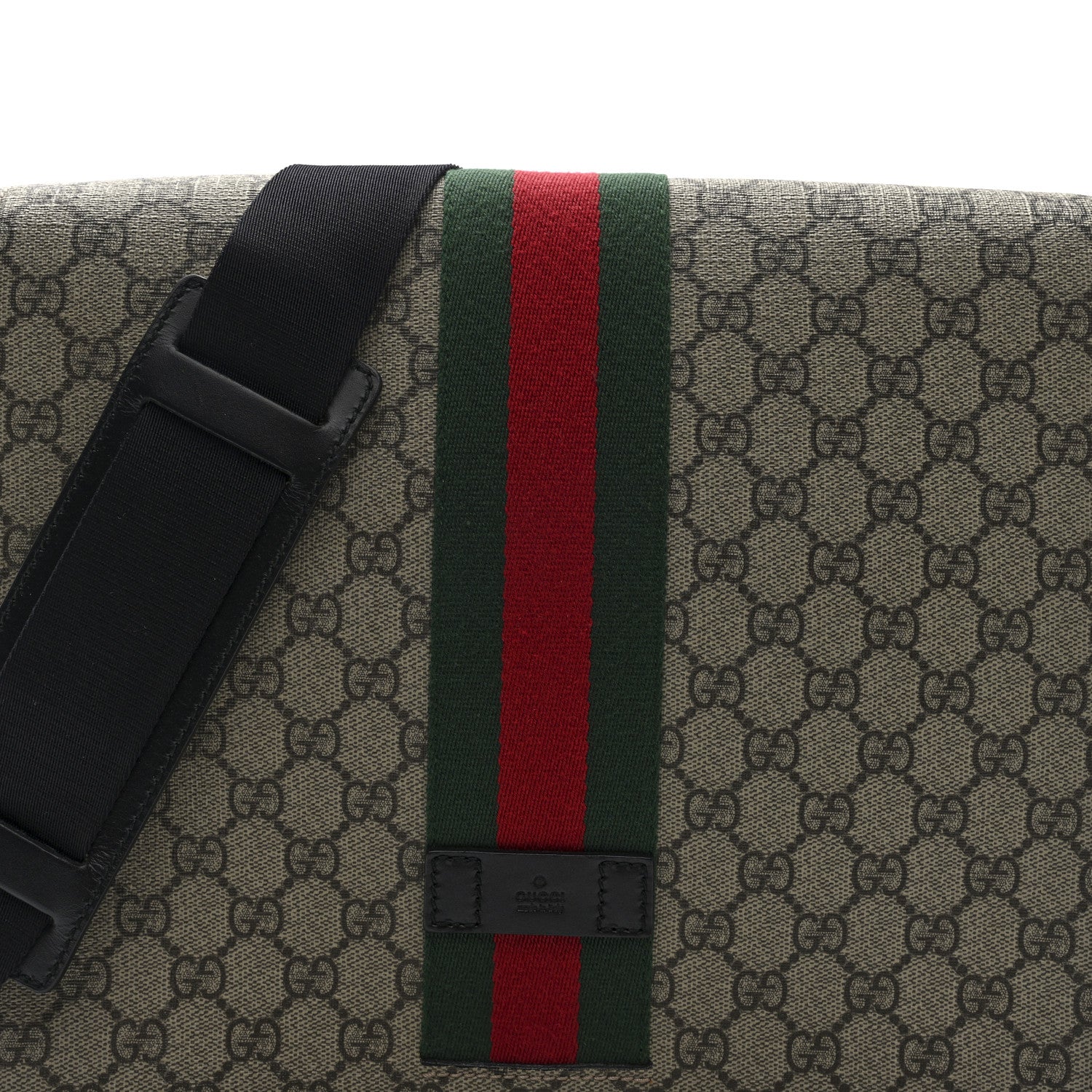 Gucci GG Supreme Monogram Web Flap Messenger Bag Black 8 of 10