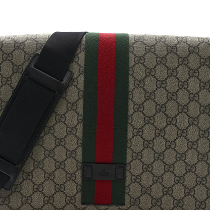 Gucci GG Supreme Monogram Web Flap Messenger Bag Black 8 of 10