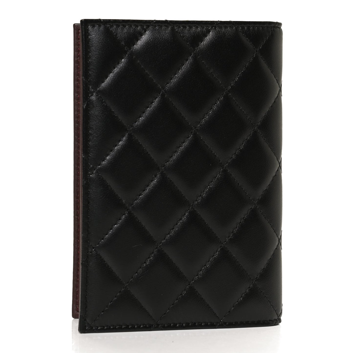 Lambskin Quilted Passport Holder Black