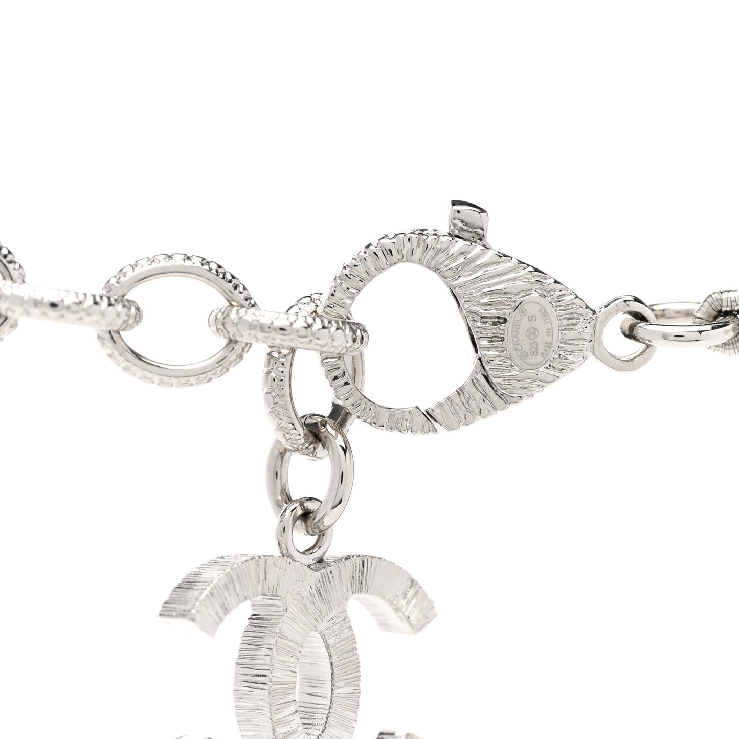 Pearl Crystal CC Choker Necklace Silver