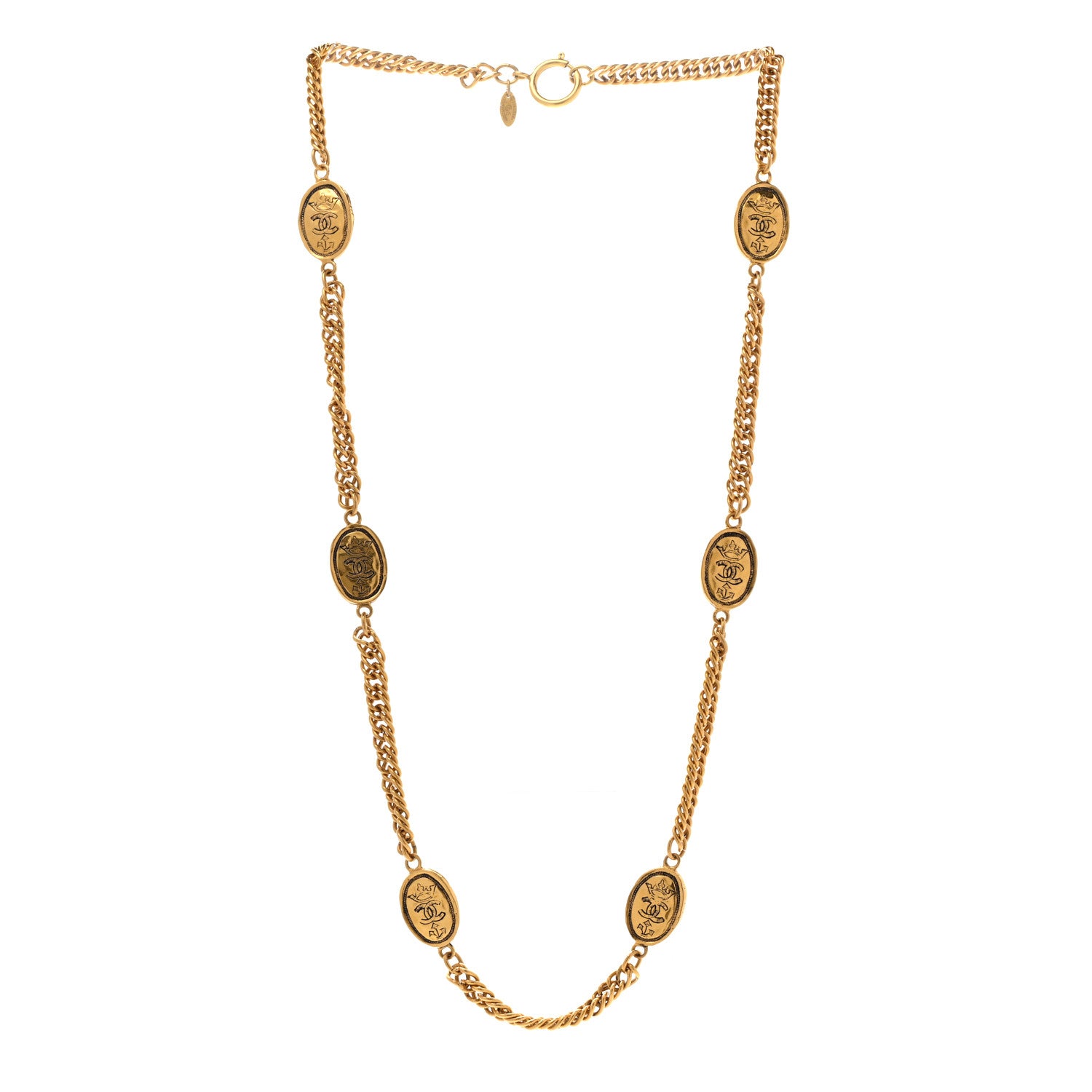 Chanel Metal CC Long Chain Station Necklace Gold 3 of 7