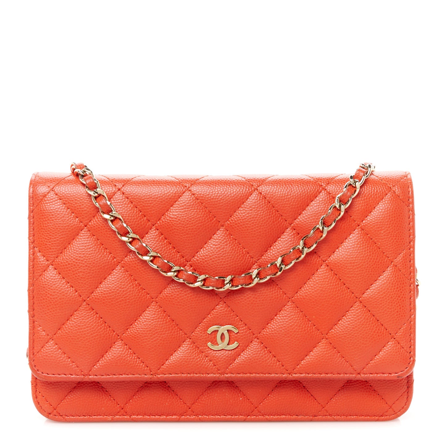 Caviar Quilted Wallet on Chain WOC Red