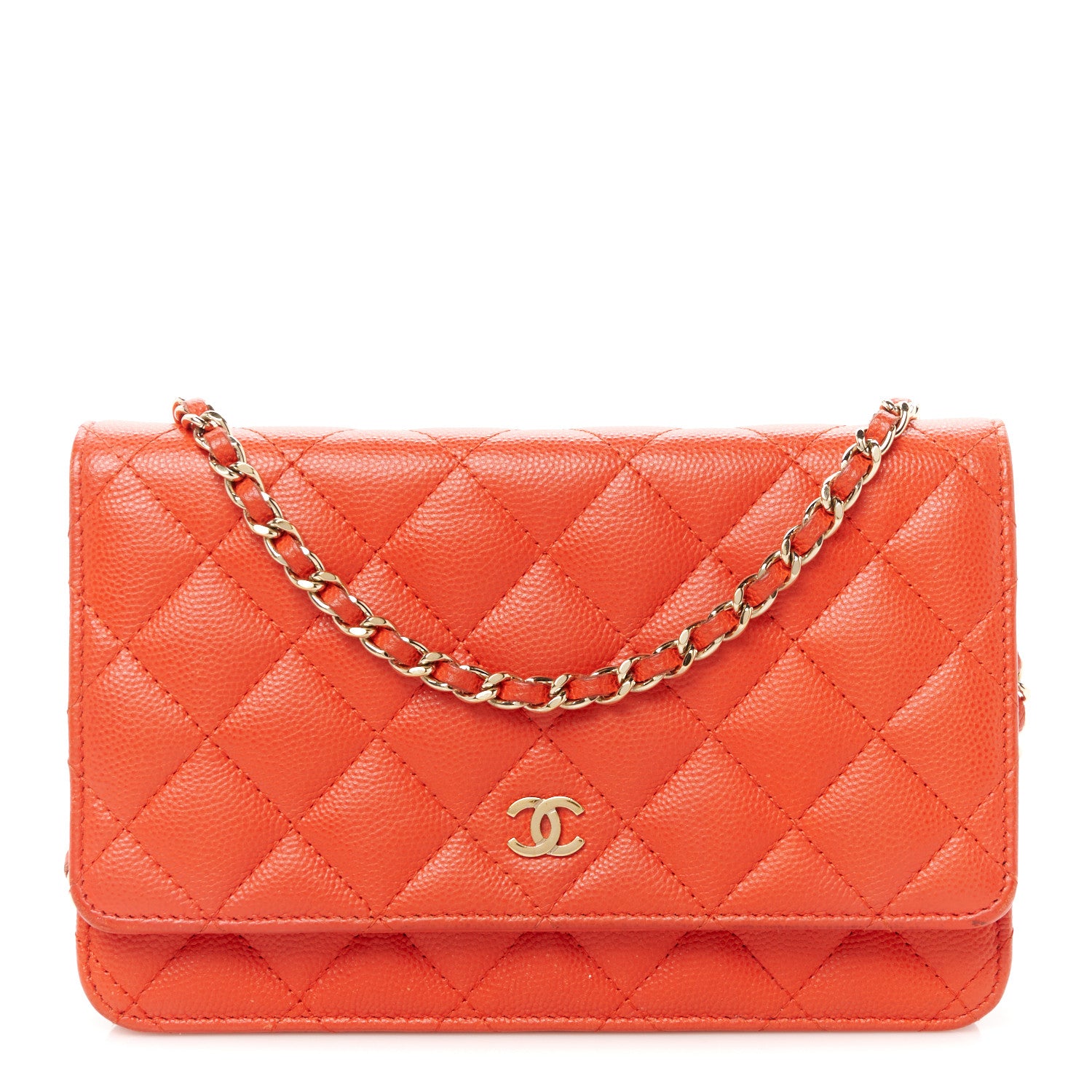 Chanel Caviar Quilted Wallet on Chain WOC Red 1 of 12