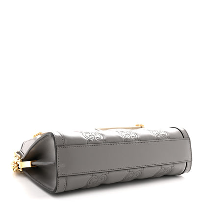 Gucci Calfskin GG Matelasse Small Slim Chain Shoulder Bag Dusty Grey Natural 4 of 12