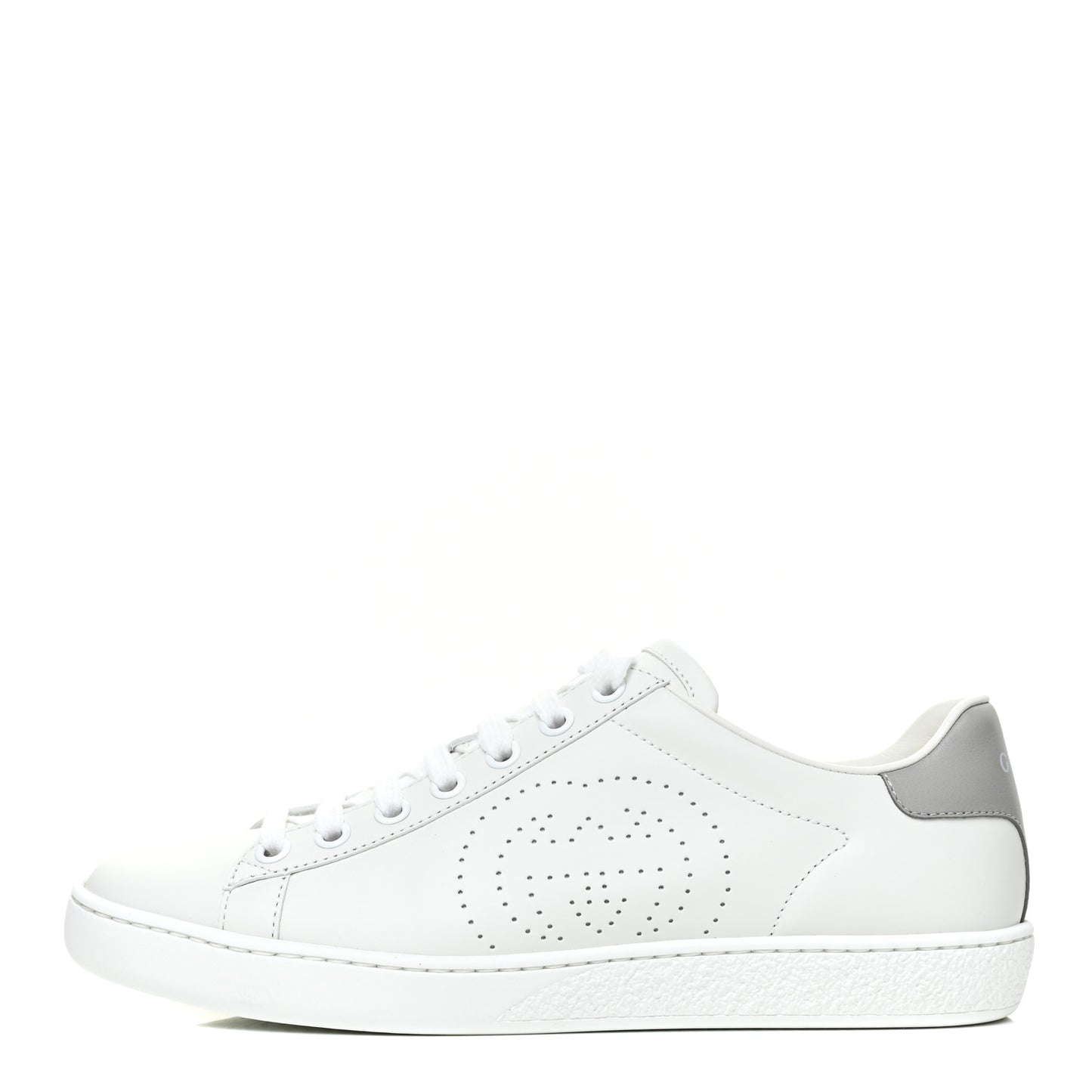 Calfskin Interlocking G Perforated Womens Ace Sneakers 35.5 White Grey Sky