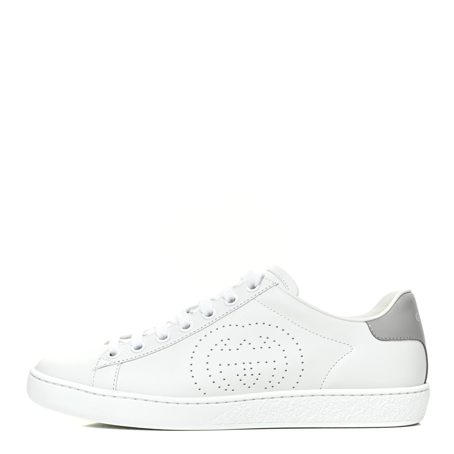 Gucci Calfskin Interlocking G Perforated Womens Ace Sneakers 35.5 White Grey Sky 1 of 8