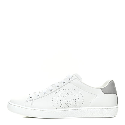 Gucci Calfskin Interlocking G Perforated Womens Ace Sneakers 35.5 White Grey Sky 1 of 8