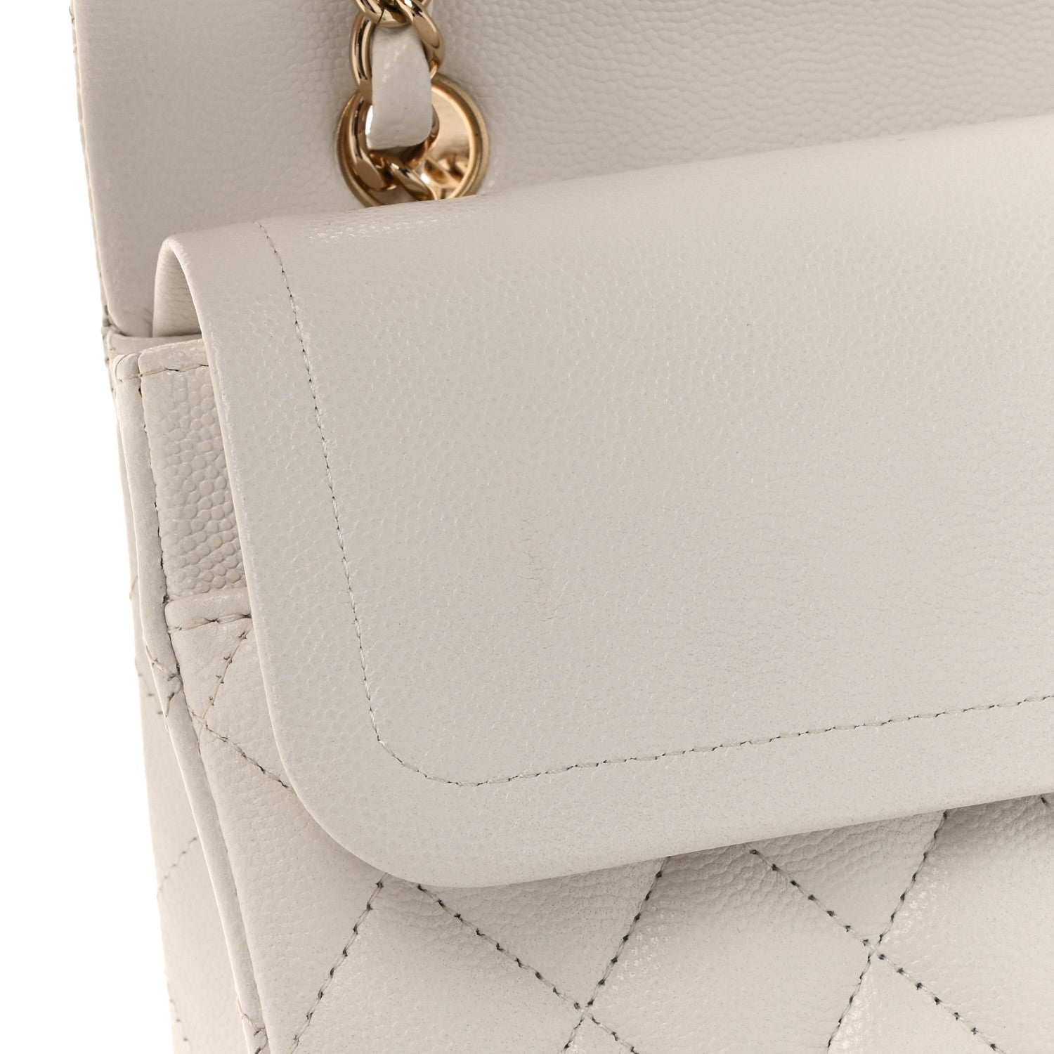 Chanel Caviar Quilted Medium Double Flap White 12 of 12