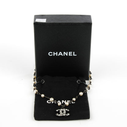 Chanel Pearl Beaded CC Necklace Ruthenium 5 of 5