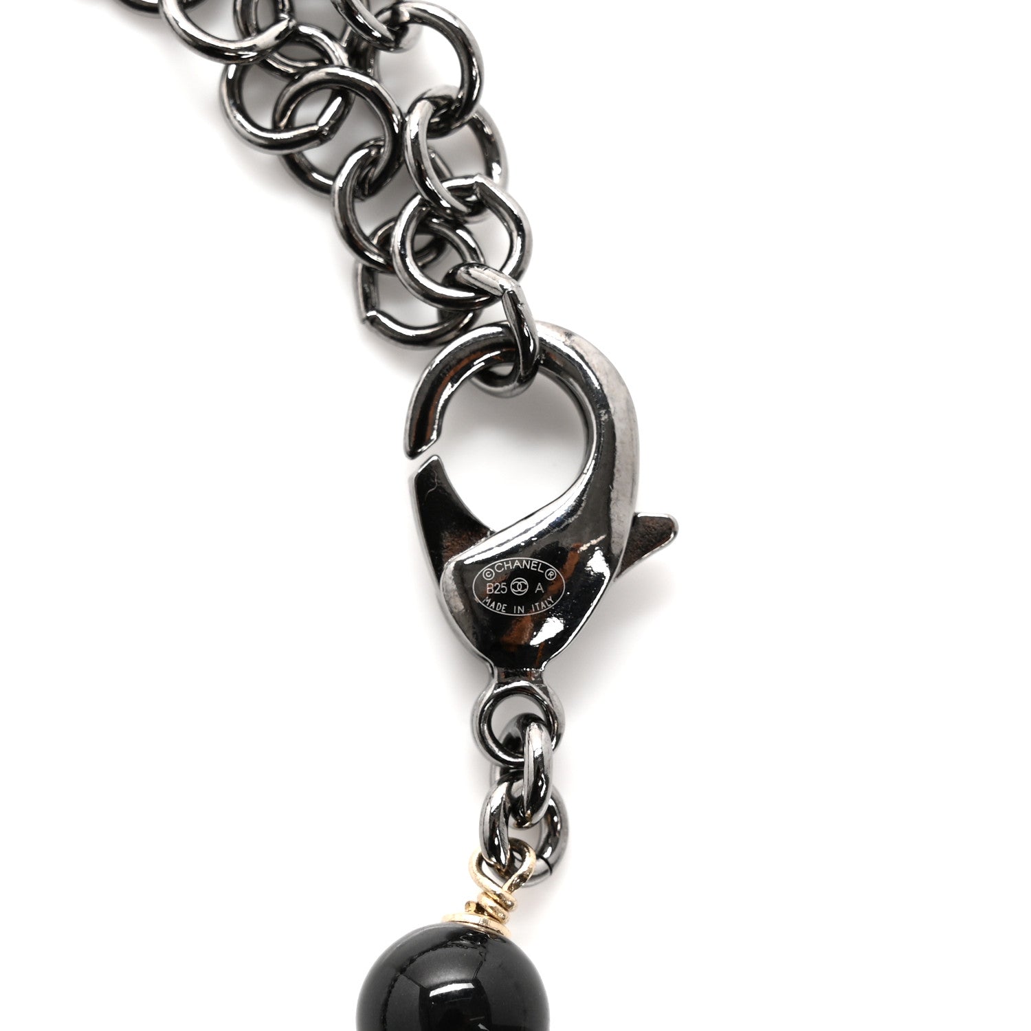 Chanel Metal Glass Pearls Strass CC Multi Strand Butterfly Chain Belt Ruthenium Gold Multicolor 3 of 5