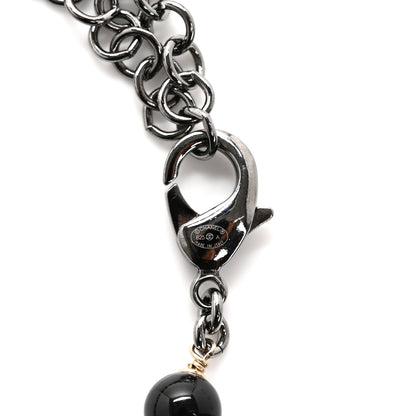 Chanel Metal Glass Pearls Strass CC Multi Strand Butterfly Chain Belt Ruthenium Gold Multicolor 3 of 5