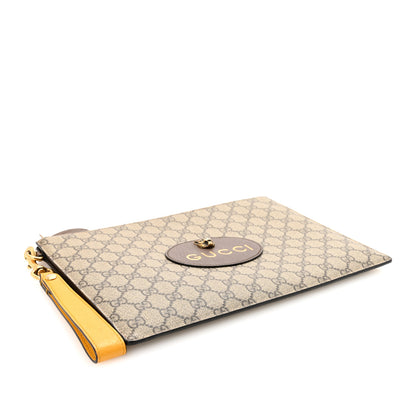 Gucci GG Supreme Monogram Neo Vintage Zip Wristlet Pouch Beige New Acero Crop 4 of 6