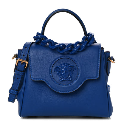 Versace Grained Calfskin Small La Medusa Top Handle Bag Lapis 1 of 9