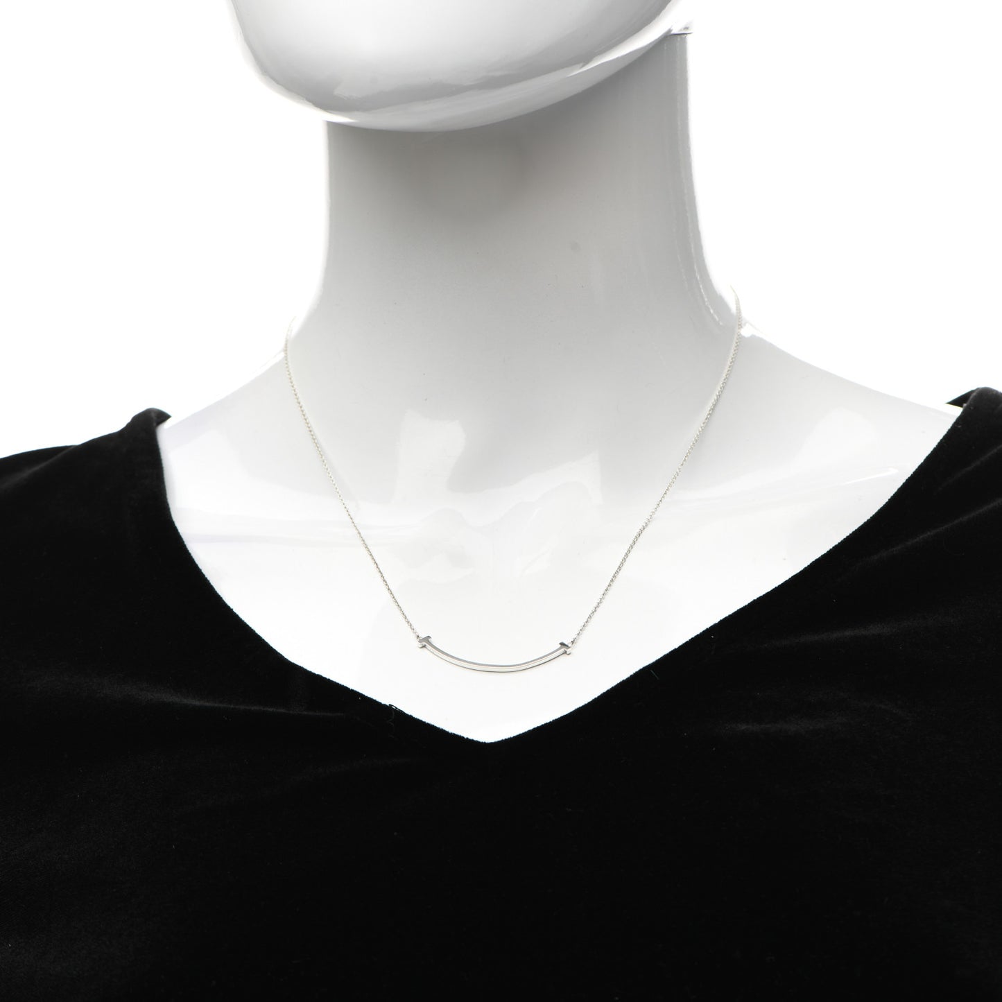 Sterling Silver Small T Smile Pendant Necklace