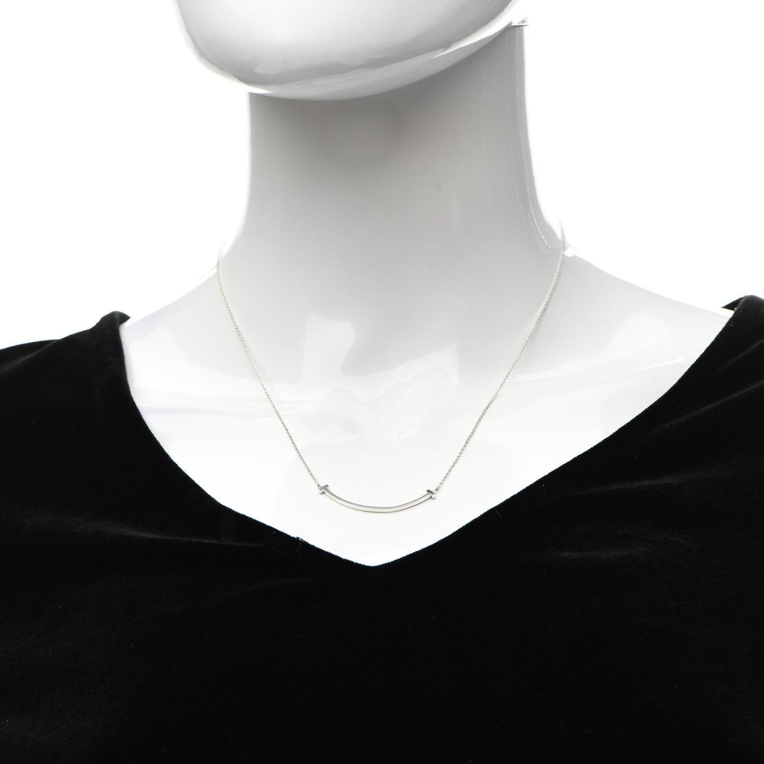 Tiffany Sterling Silver Small T Smile Pendant Necklace 2 of 6