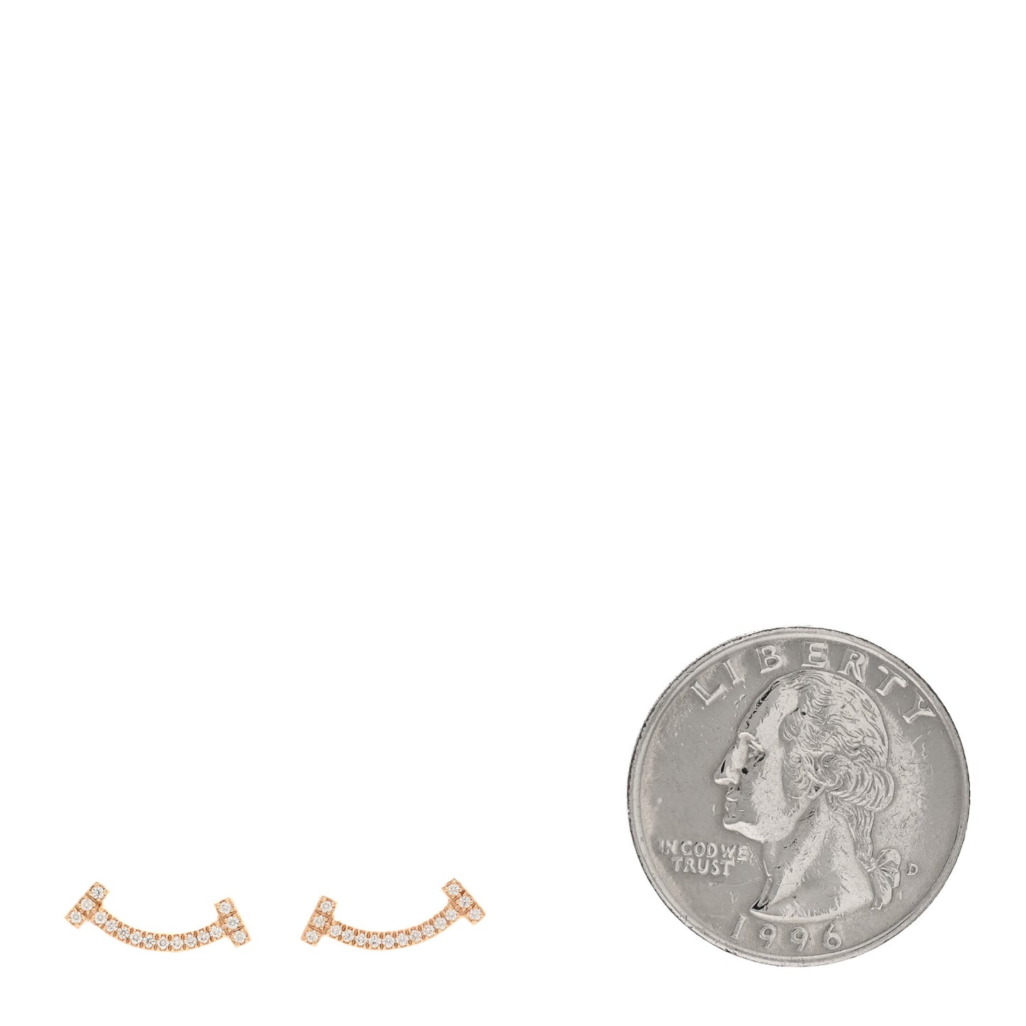 18K Rose Gold Diamond T Smile Earrings