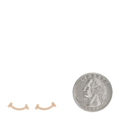 Tiffany 18K Rose Gold Diamond T Smile Earrings 2 of 5