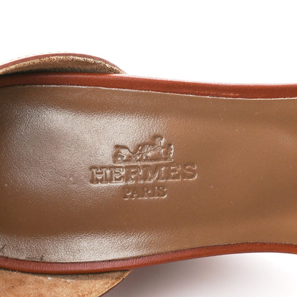 Hermes Calfskin Legend Wedge Sandals 39 Gold 7 of 9