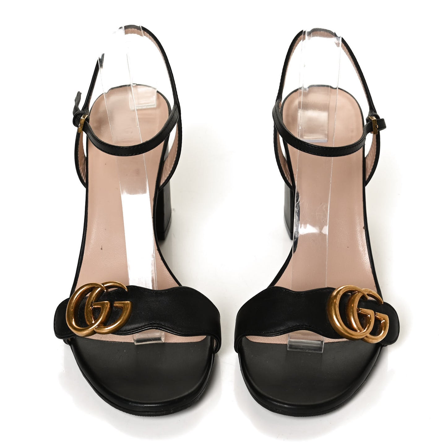 Lifford Calfskin GG Marmont Ankle Wrap 75mm Sandals 37.5 Black