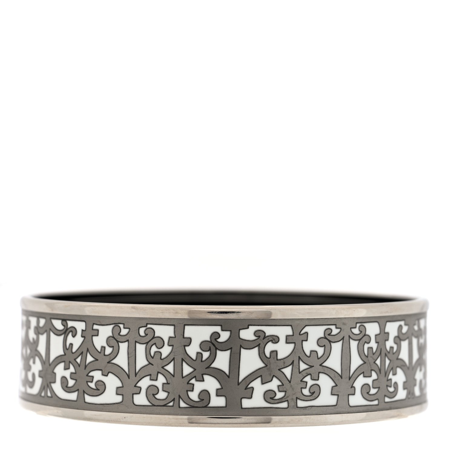 Hermes Enamel Printed Wide Balcons du Guadalquivir Bracelet Silver 1 of 4