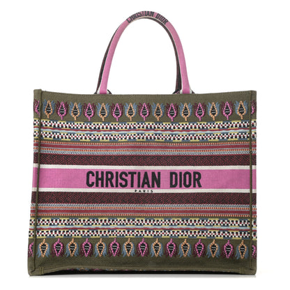Christian Dior Canvas Embroidered Book Tote Olive Multicolor 1 of 12