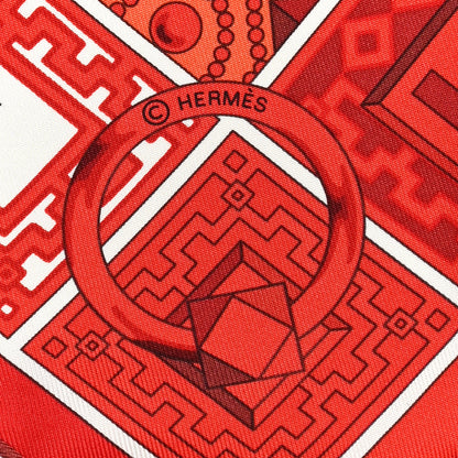 Hermes Silk Colliers de Chiens Scarf 90 Rouge Blanc Bordeaux 4 of 5