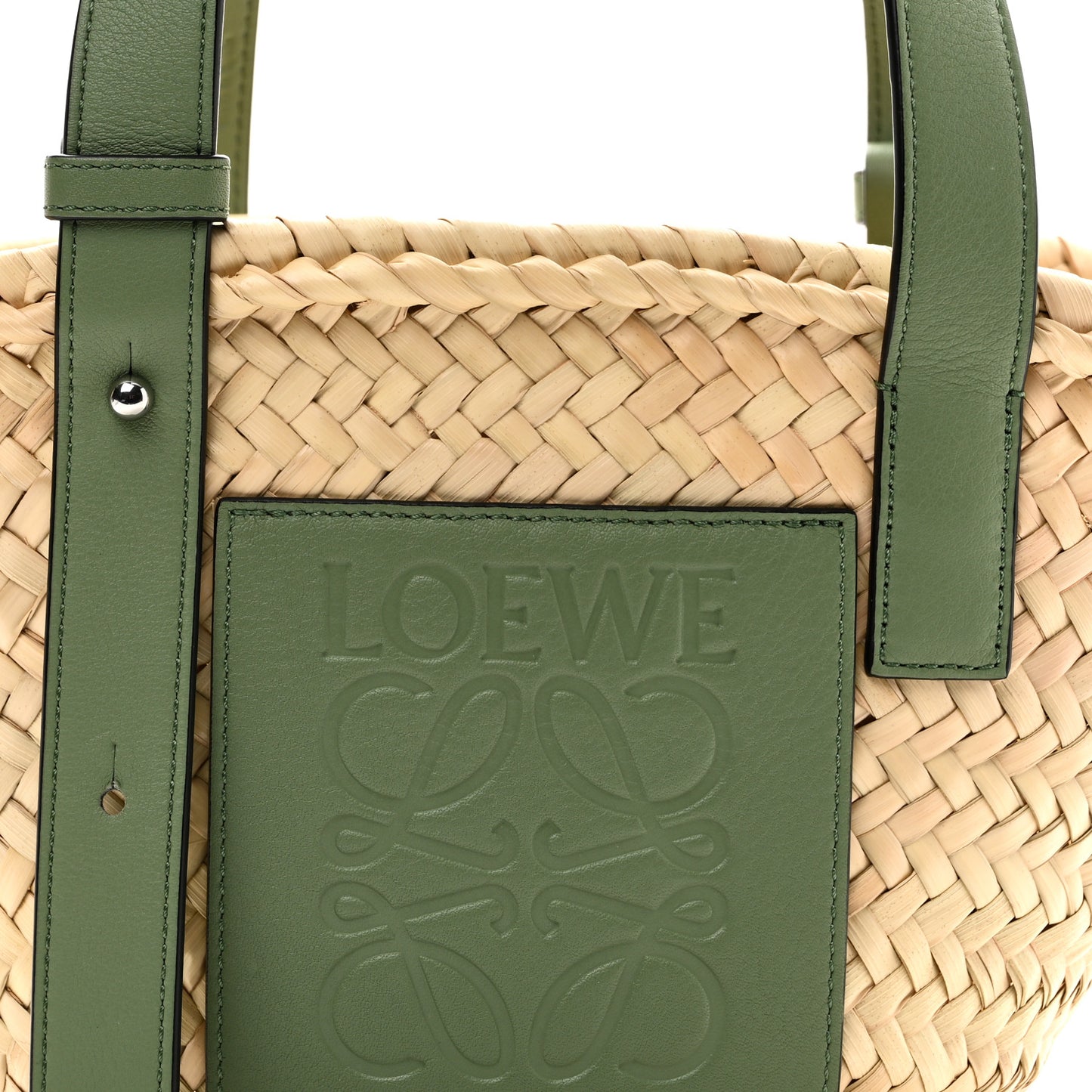 Raffia Small Basket Tote Bag Natural Green