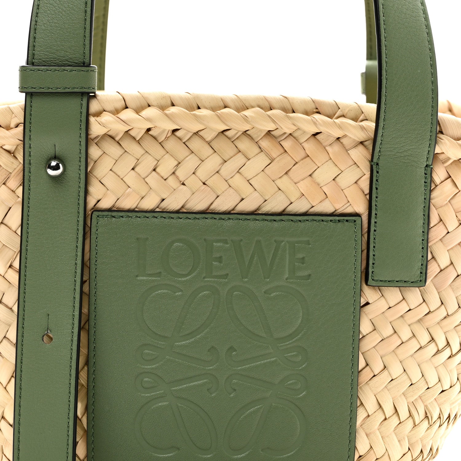Loewe Raffia Small Basket Tote Bag Natural Green 8 of 10