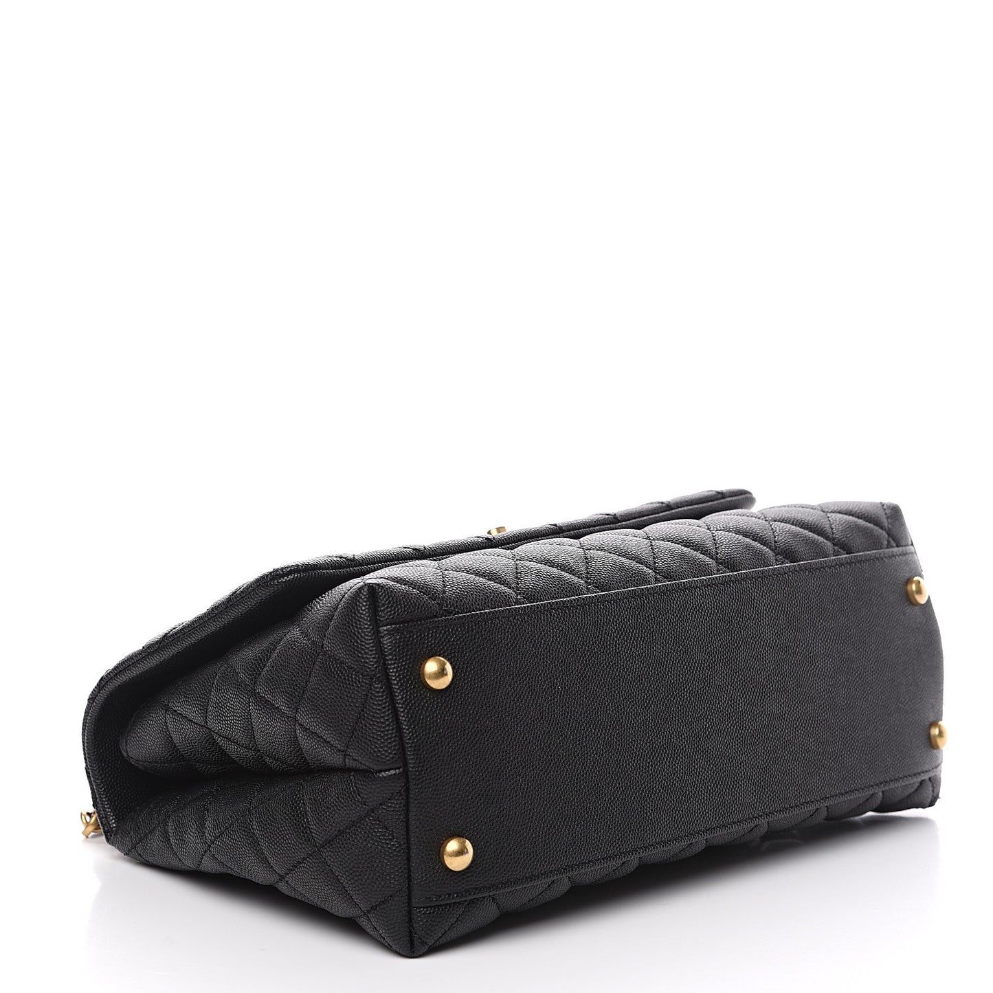 Caviar Lizard Embossed Quilted Small Coco Handle Flap Black