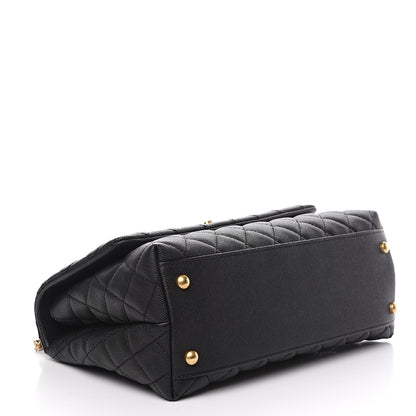 Chanel Caviar Lizard Embossed Quilted Small Coco Handle Flap Black 3 of 10