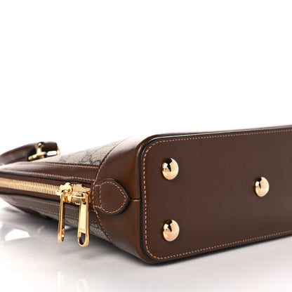 Gucci GG Supreme Monogram Azalea Calfskin Small Horsebit 1955 Top Handle Bag Beige Ebony Brown Sugar 10 of 12