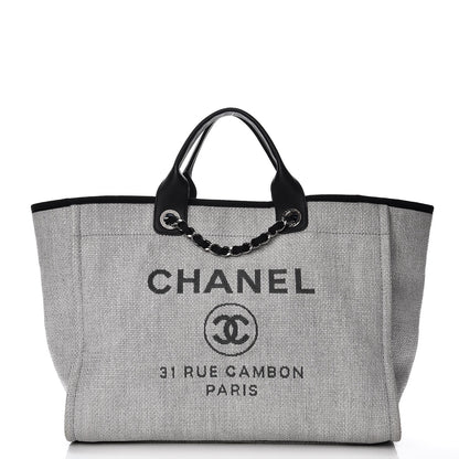 Chanel Canvas Large Deauville Tote Grey 1 of 8