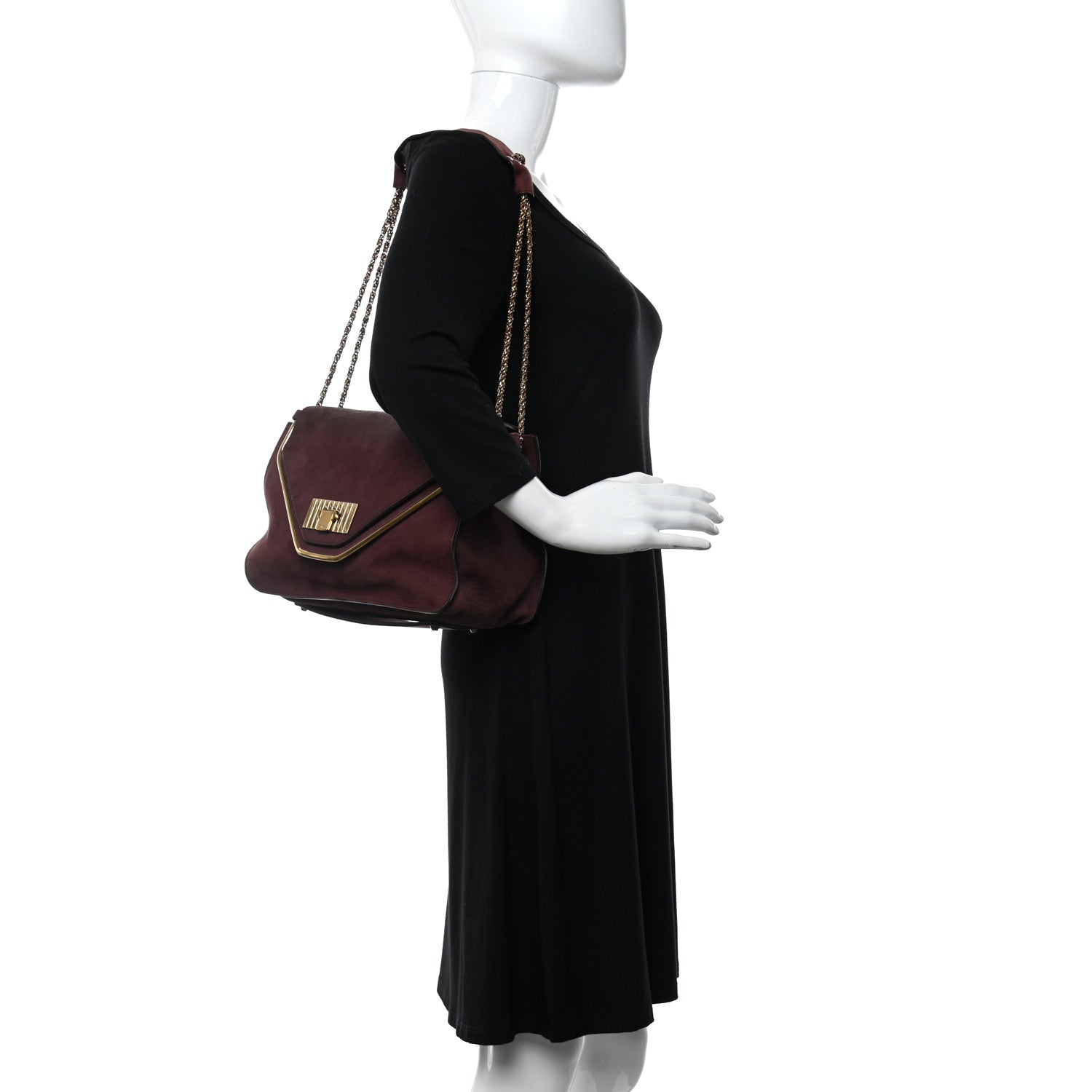 Chloe Nubuck Medium Sally Flap Bag Burgundy 2 of 14