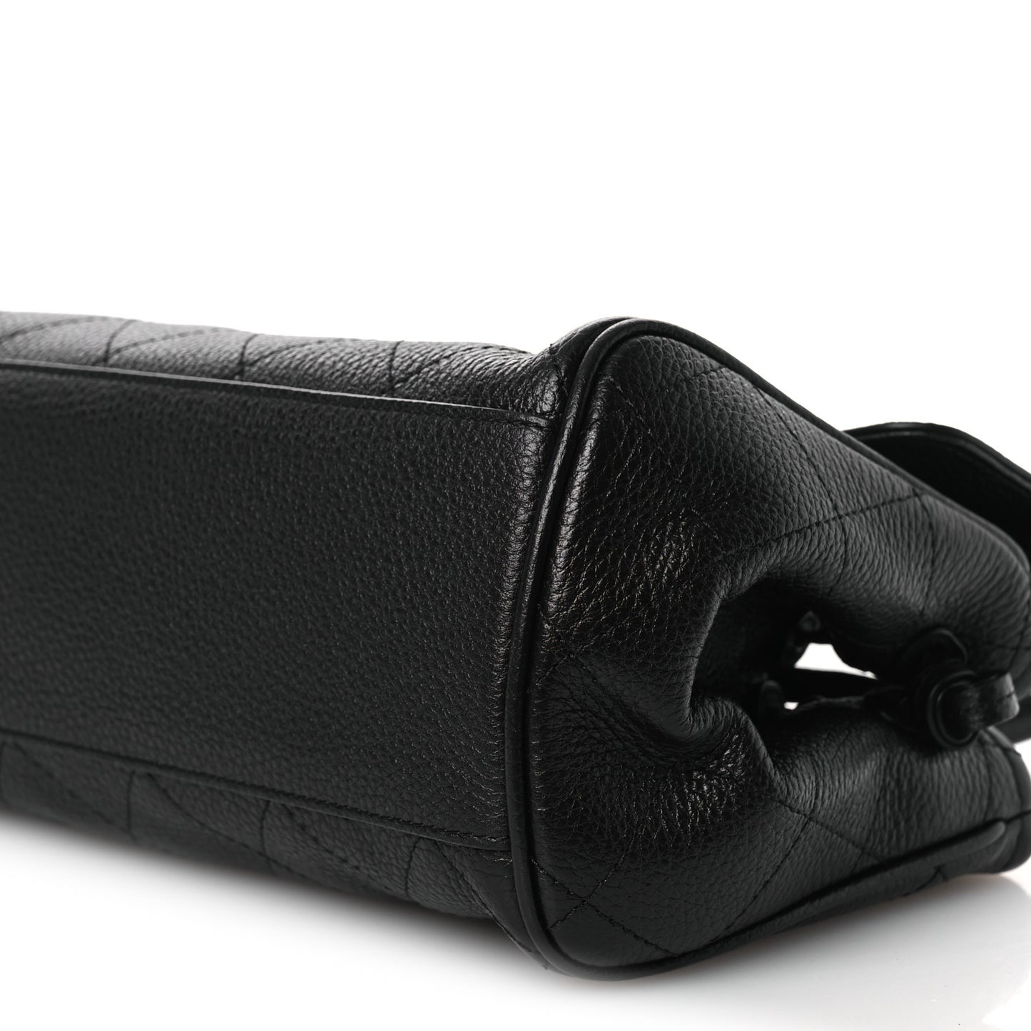 Grained Calfskin Stitched Urban Essentials Small Shopping Bag Black