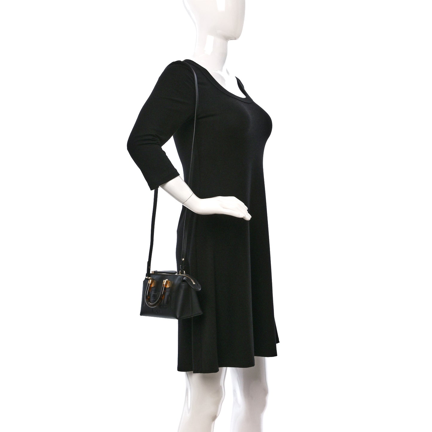 Vitello King Plexiglass Logo Embossed Mini By The Way Top Handle Boston Bag Black