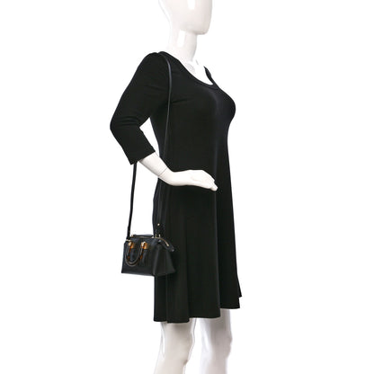 Fendi Vitello King Plexiglass Logo Embossed Mini By The Way Top Handle Boston Bag Black 2 of 13