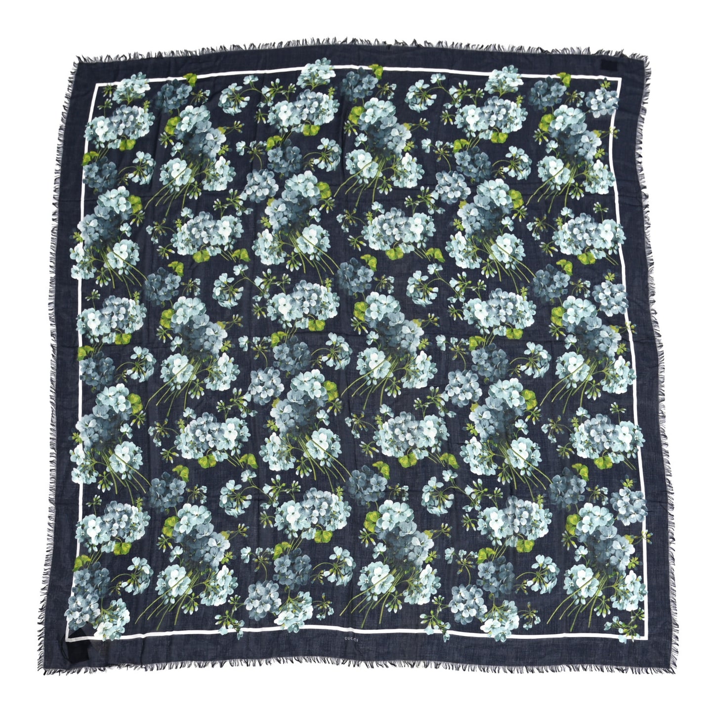 Modal Silk New Bloom Square Scarf Midnight Blue Sky Blue