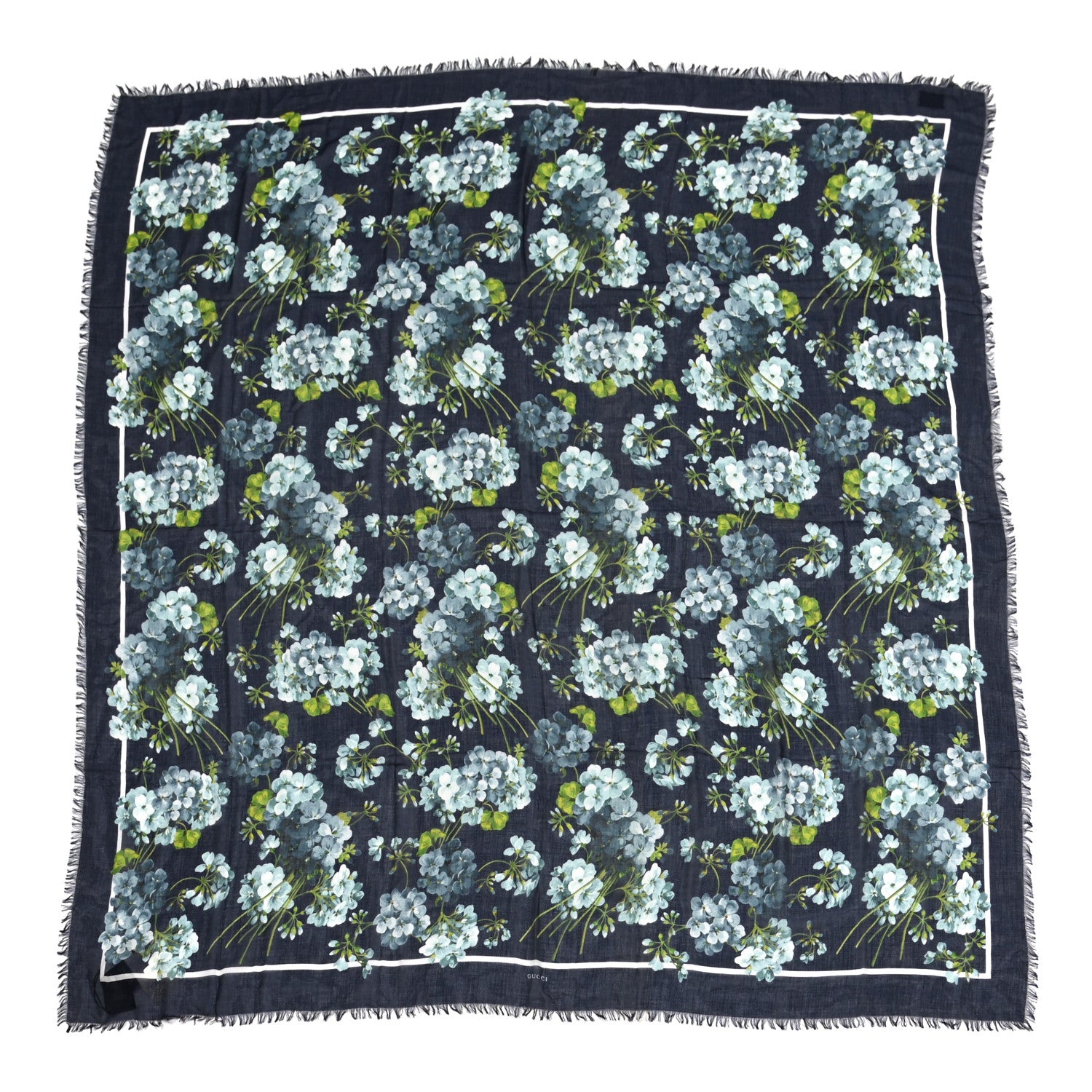 Gucci Modal Silk New Bloom Square Scarf Midnight Blue Sky Blue 1 of 4