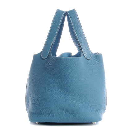 Hermes Taurillon Clemence Picotin Lock PM Blue Jean 1 of 7