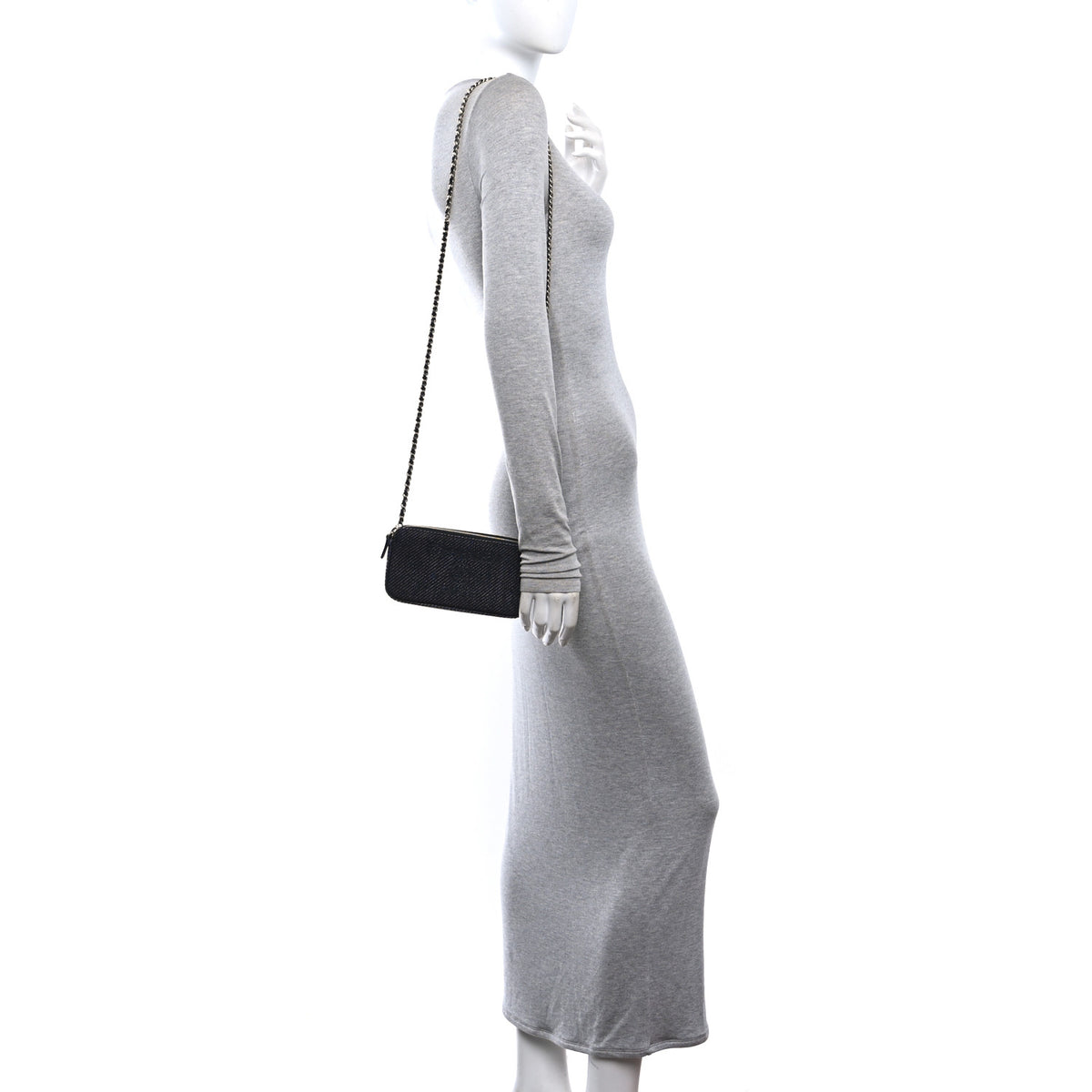 Chanel Lurex Straw Small Deauville Clutch With Chain Black 2 of 11