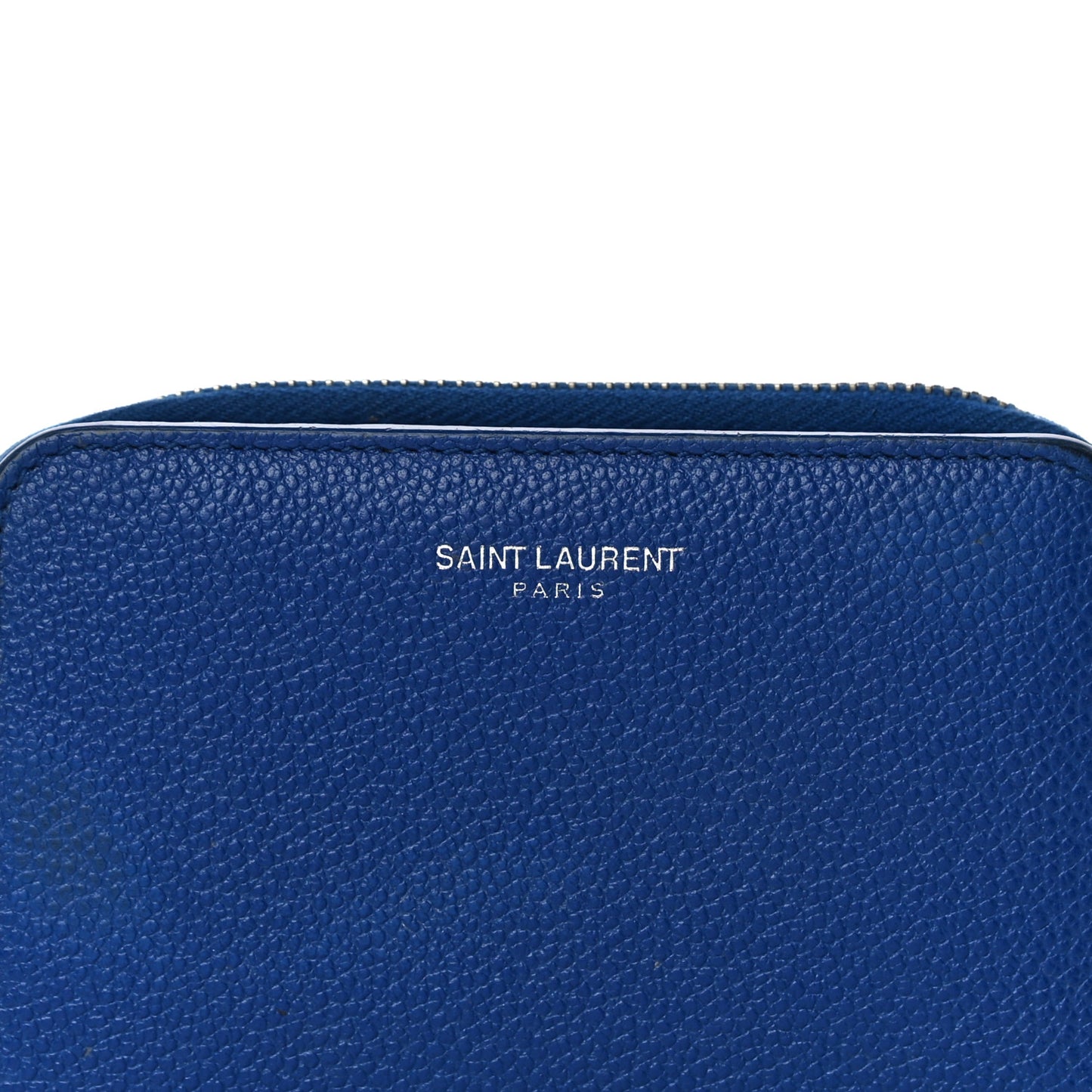 Grained Calfskin Rive Gauche Compact Zip Around Wallet Royal Blue