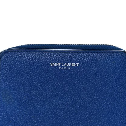 Saint Laurent Grained Calfskin Rive Gauche Compact Zip Around Wallet Royal Blue 8 of 10