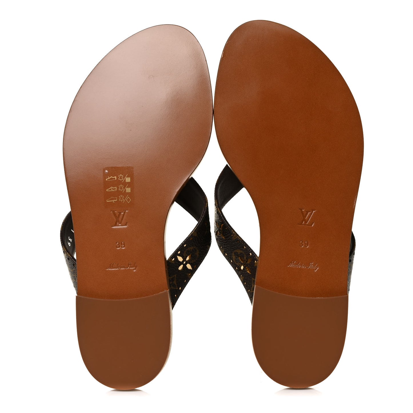 Monogram Sunny Flat Thong Sandals 39 Brown