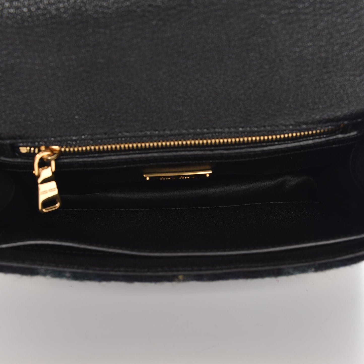 Wool Plaid Crystal Embellished Shoulder Bag Blue