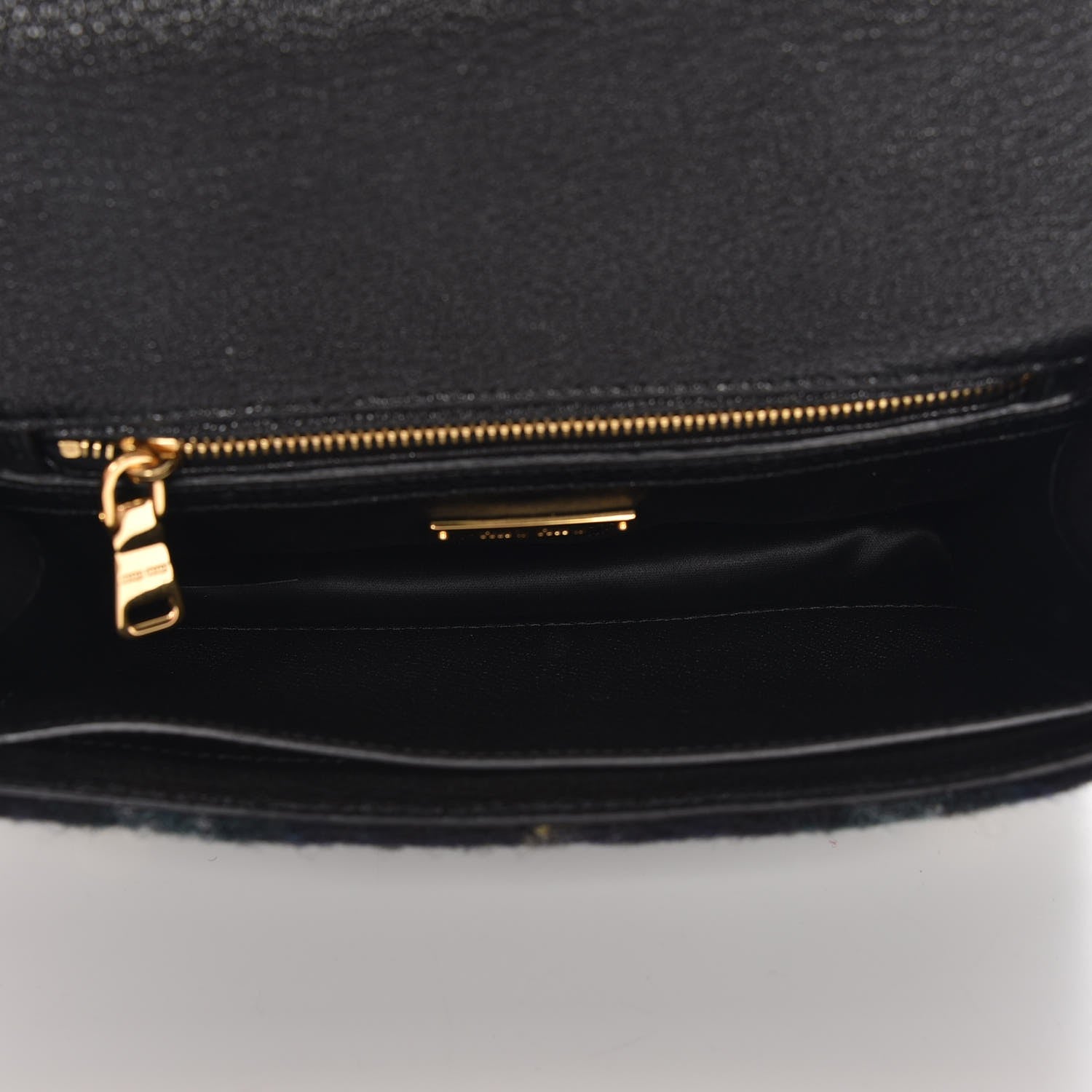 Miu Miu Wool Plaid Crystal Embellished Shoulder Bag Blue 5 of 7